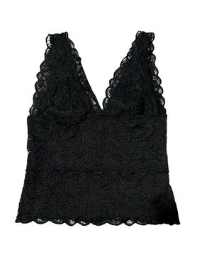 bebe Black Lace V-Neck Bandeau Bralette Cami